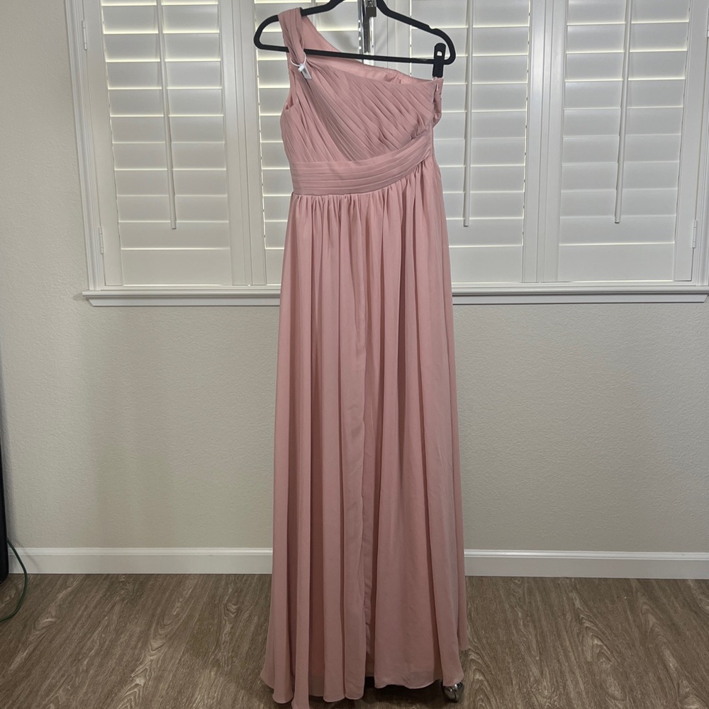 Bridal Bridesmaid Wedding Guest Elegant Rose Pink One-Shoulder Dress size Small - Picture 5 of 8